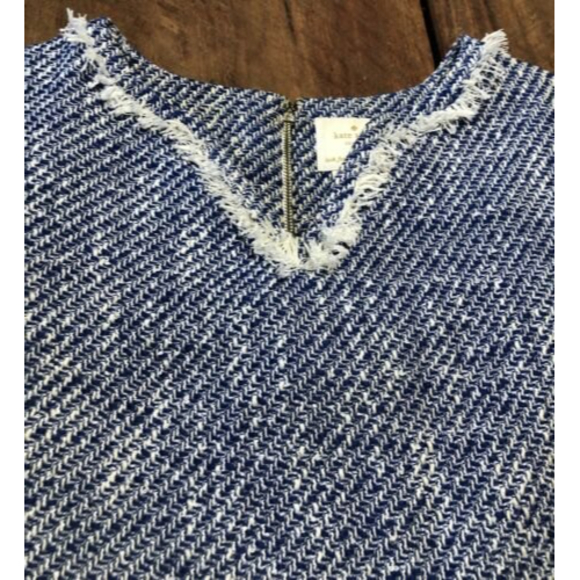 $358 Kate Spade New York Graphic Tweed Tunic Mini Dress Blue White Fringe 4 - Picture 7 of 12